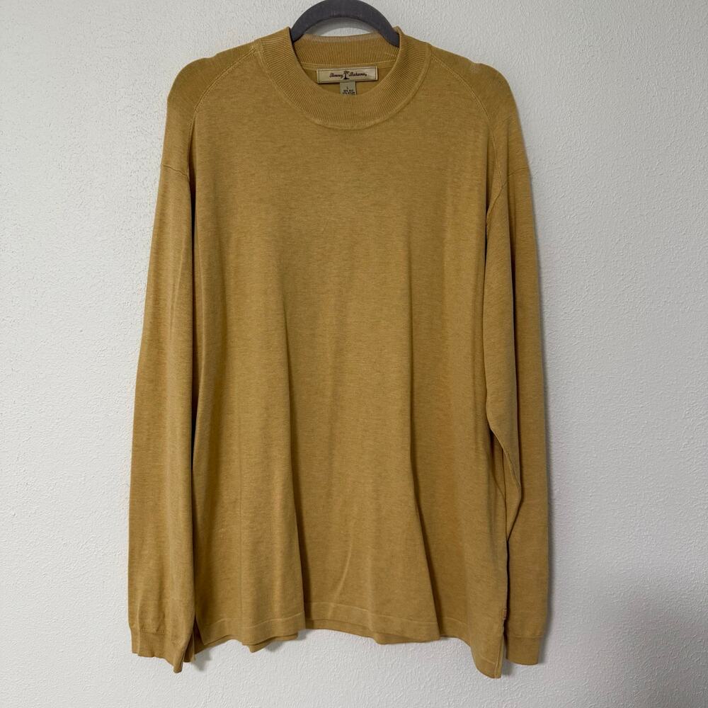 Tommy Bahama Men's Silk Blend Yellow Knit Long Sleeve Sweater Size Large